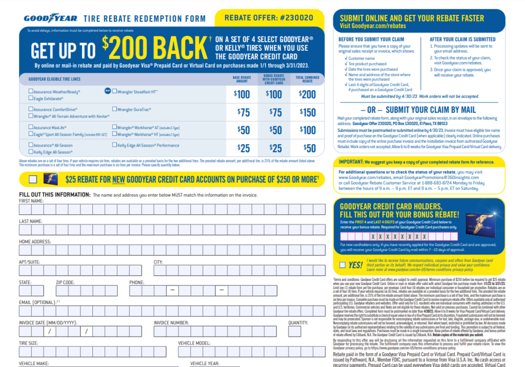 Goodyear Tire Rebate 2023