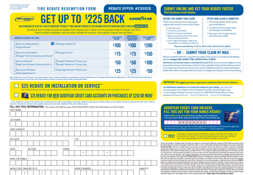 Goodyear Rebate Card Balance