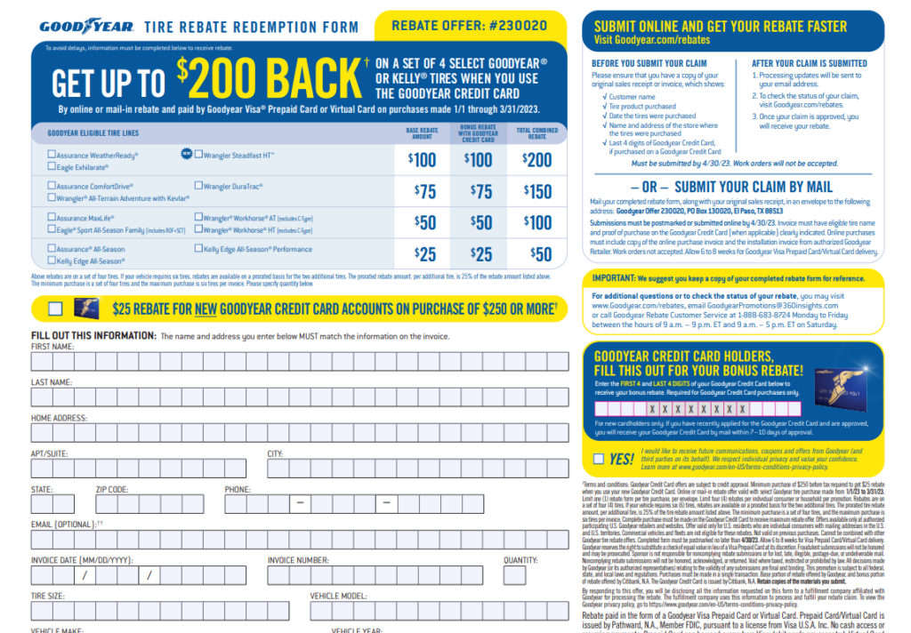 Goodyear Tire Rebate Form