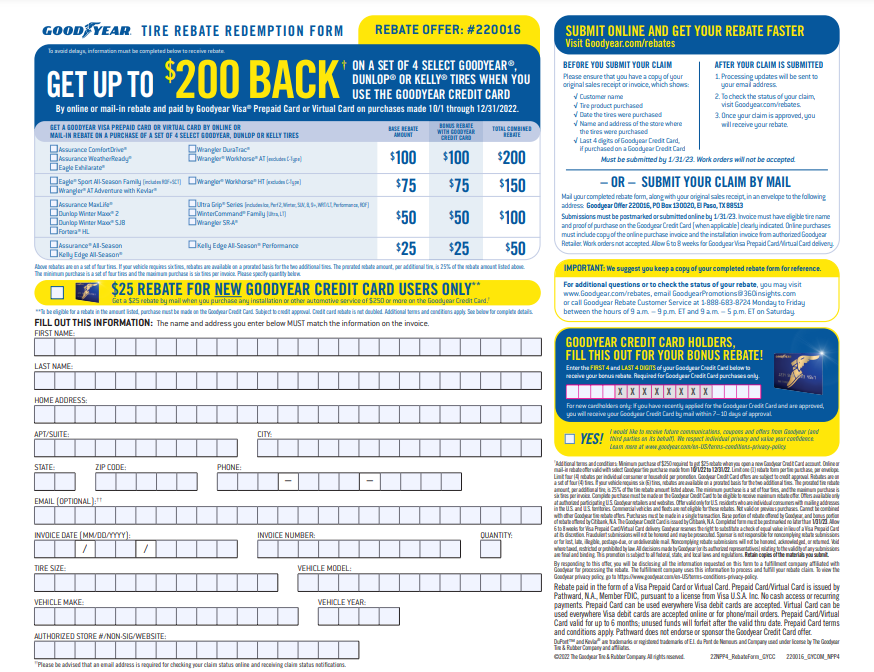 How Do I Claim My Goodyear Tire Rebate