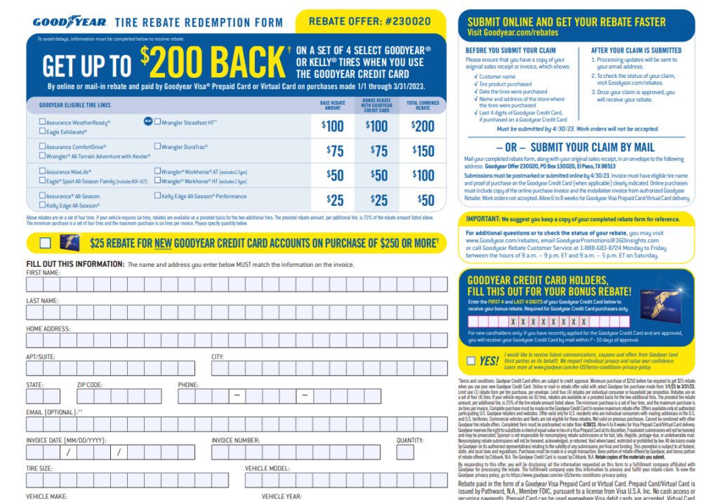 Goodyear Rebate Center Phone Number