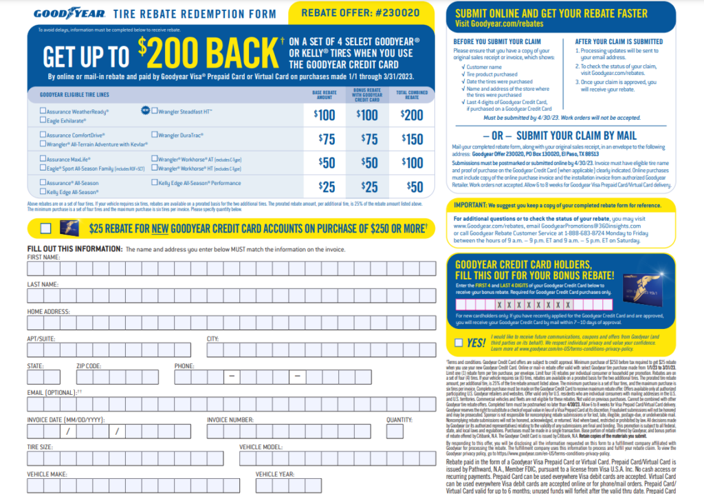 Goodyear Tire Rebate Program