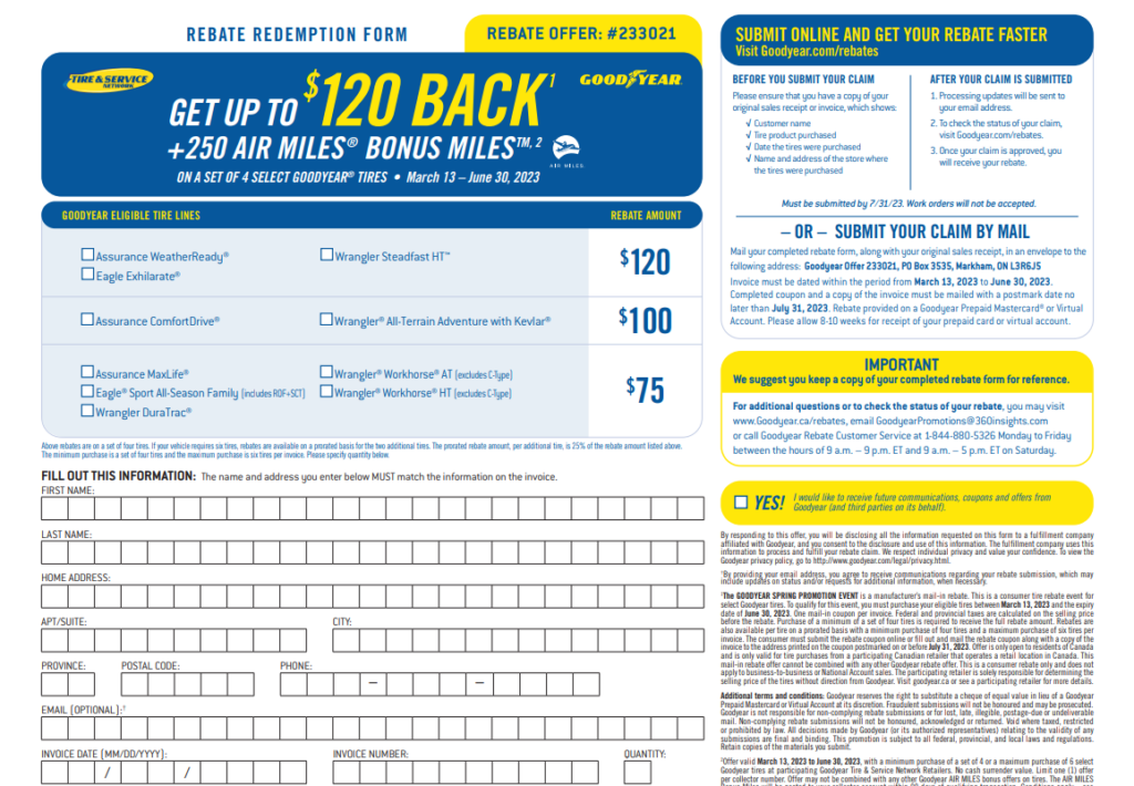 Tirerack Goodyear Rebate