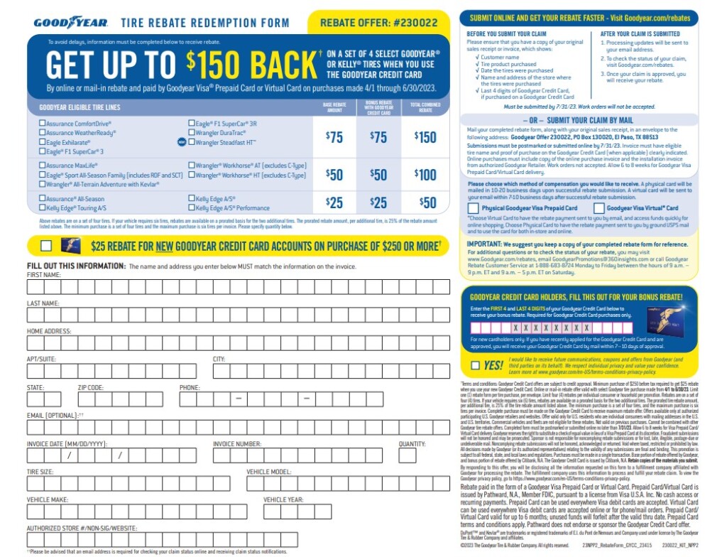 Goodyear Tire Rebate Offer Number