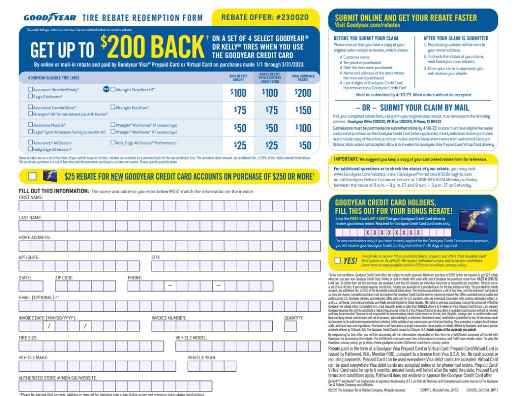 Goodyear Tire Rebates Form