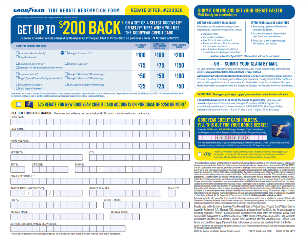 Check Balance On Goodyear Rebate Mastercard