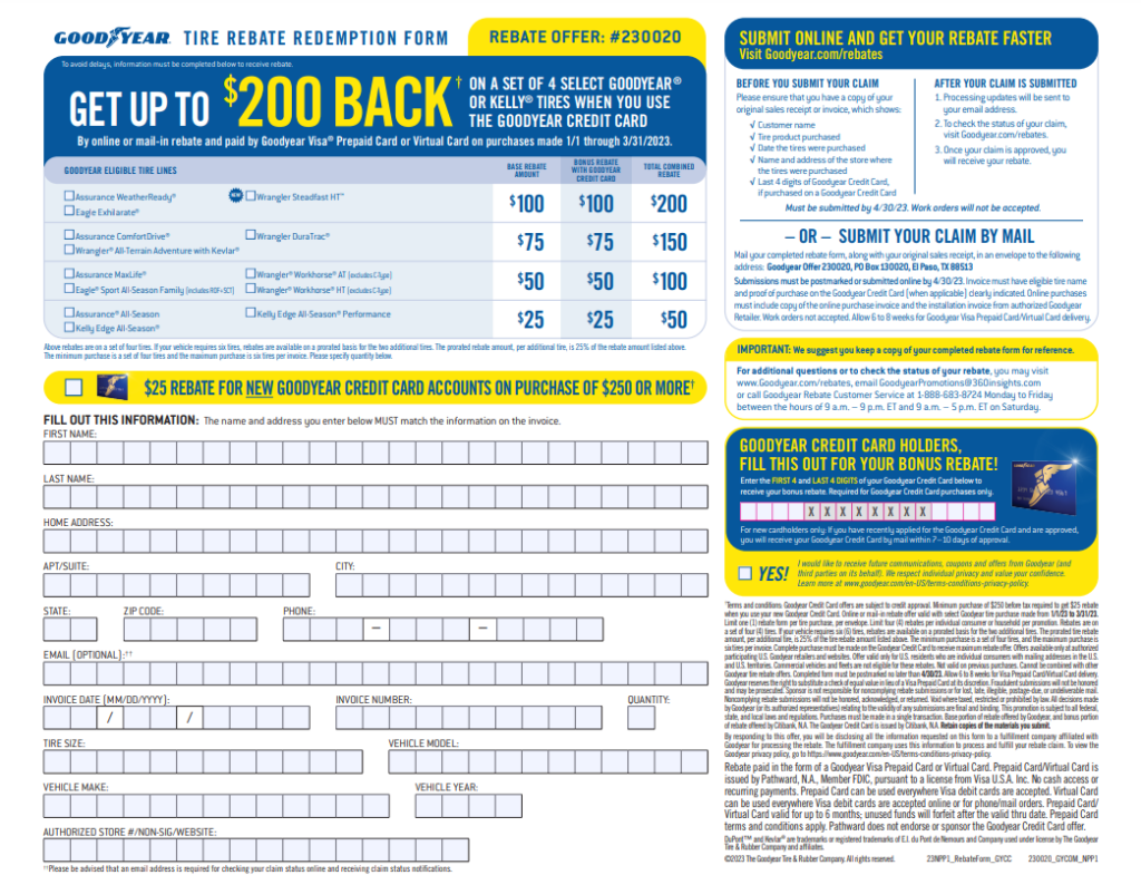 Check On Goodyear Tire Rebate