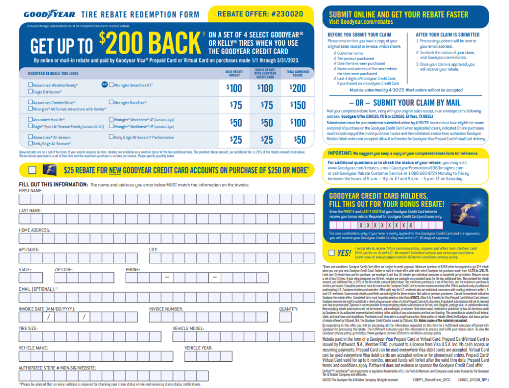 Current Goodyear Rebate Form