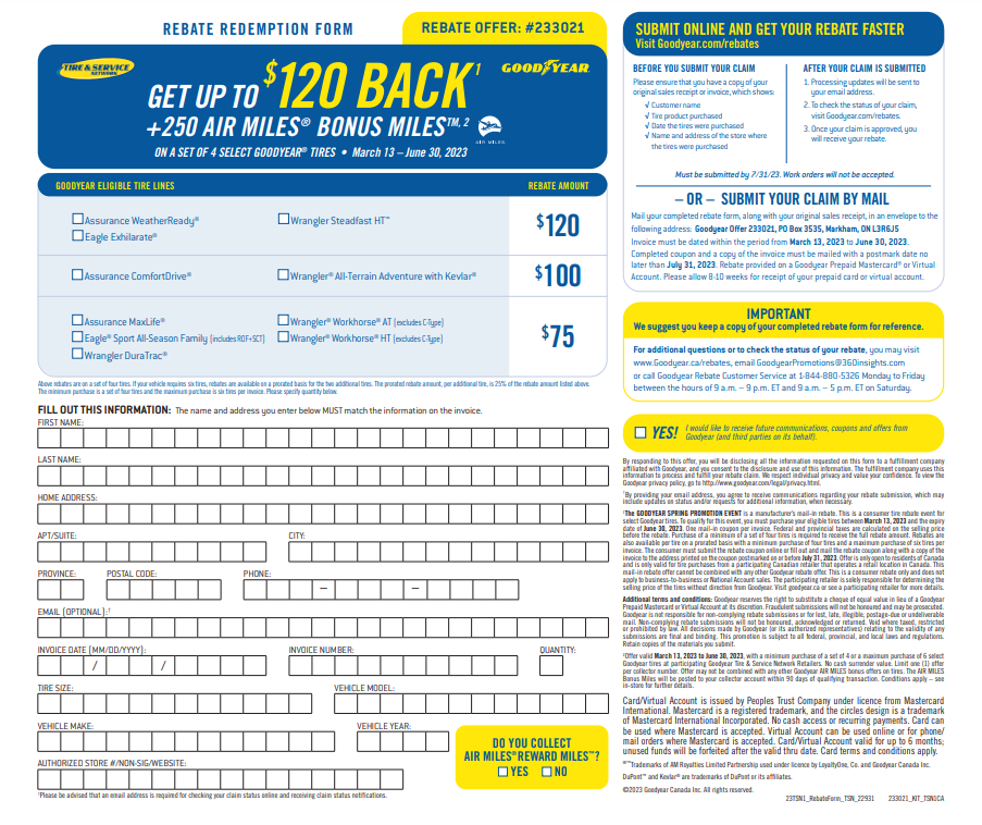 Goodyear Assurance Authority Rebate