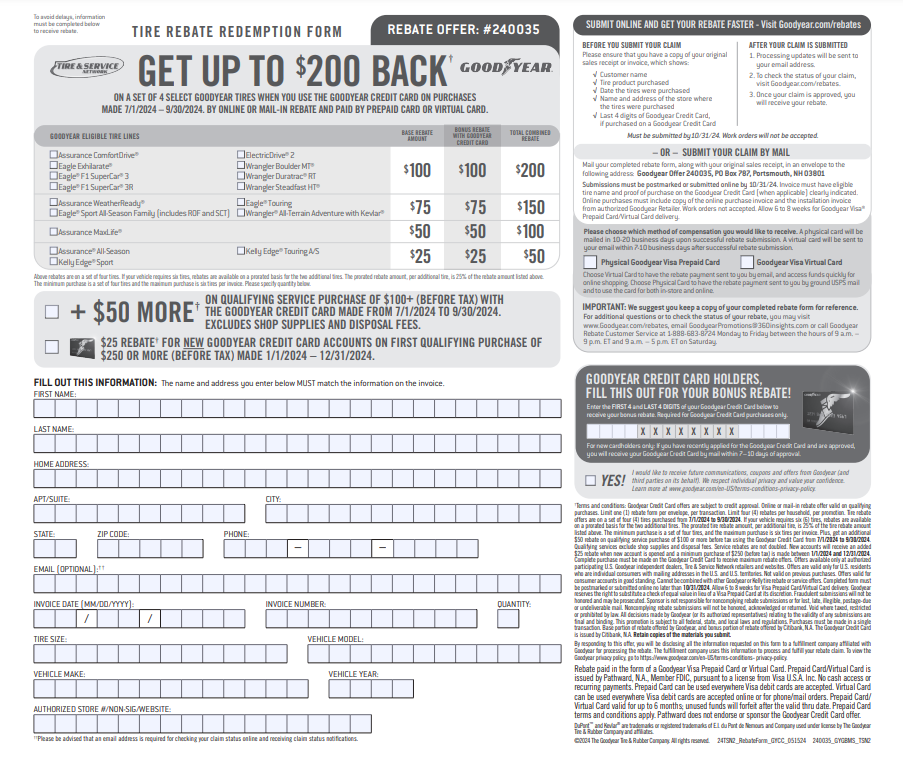 Offer Code For Goodyear Tire Rebate
